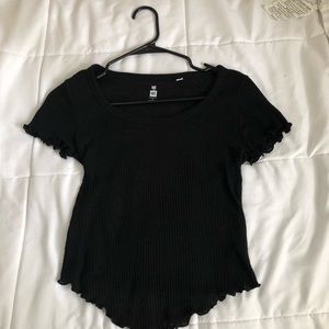 Black ruffled top